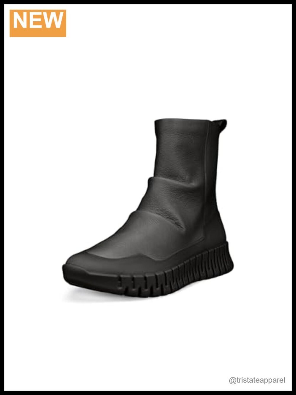ECCO Gruuv Pull On Mid Fashion Boot Leather Ankle Bootie Side Zip